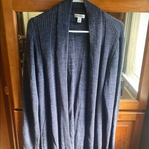 Navy Blue & BlackLarge  Knit Open Front Cardigan